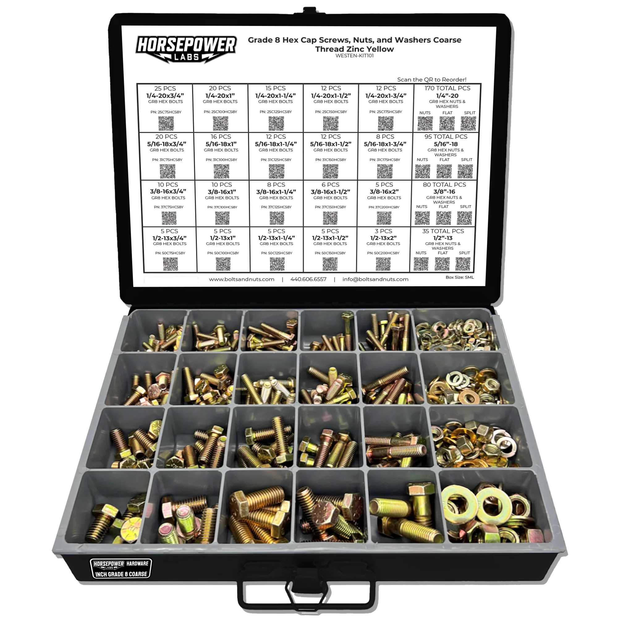 Inch Grade 8 Coarse Thread Hex Bolt & Nut Kit - Image 3